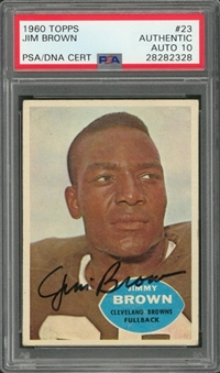 1960 Topps #23 Jim Brown Signed Card – PSA/DNA GEM MT 10